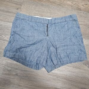 J Crew women's size 14 blue chambray shorts with pockets 100% cotton